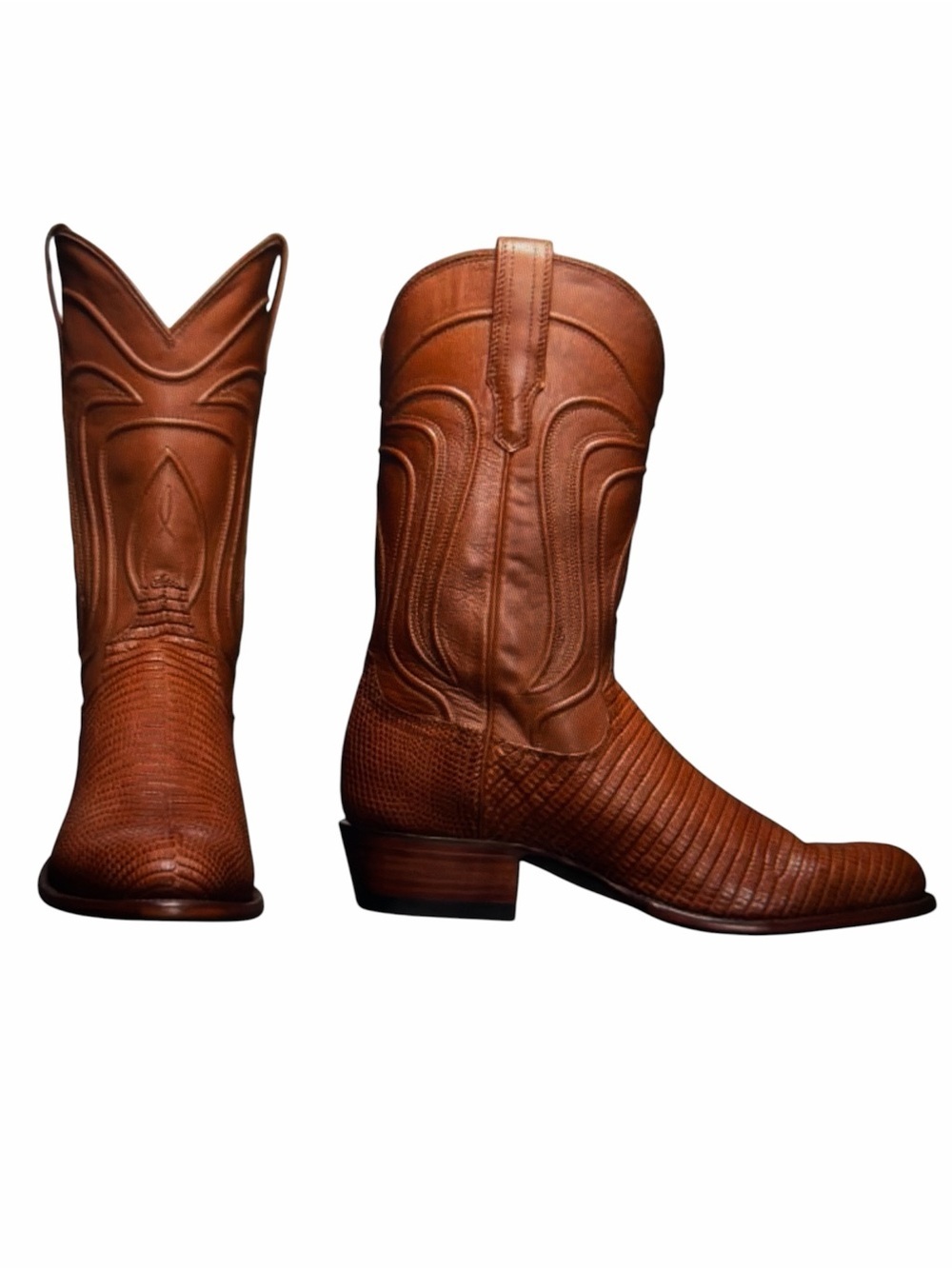 Tecovas Nolan Brown Lizard Leather Western Boots